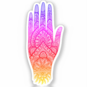 Pegatina Mehndi Hand Tattoo Art Rainbow
