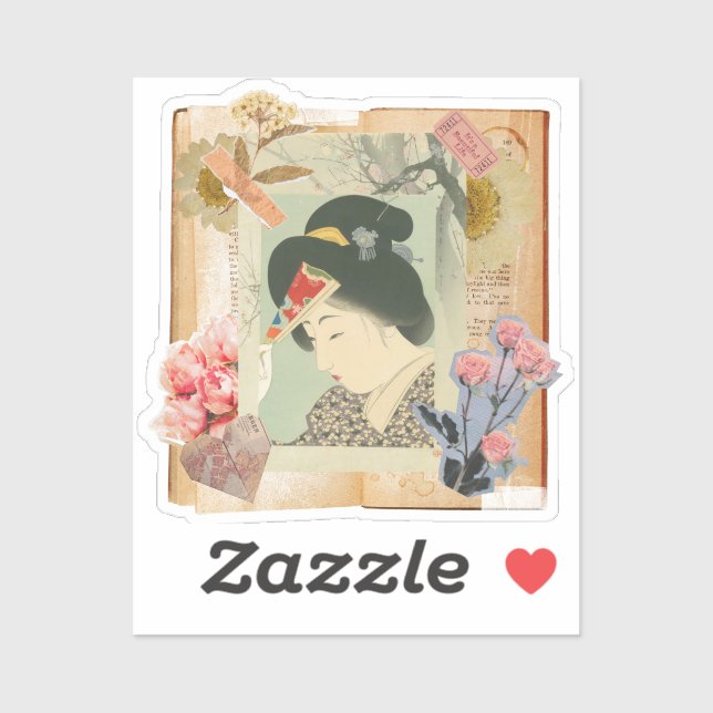 Pegatina Meiji Era Beauty: Ukiyo-e – Traditional Japanese  (Hoja)