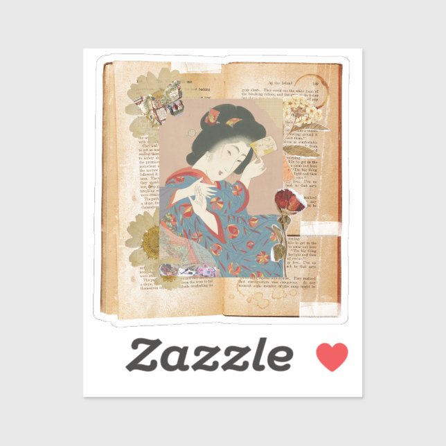 Pegatina Meiji Era Beauty: Ukiyo-e – Traditional Japanese  (Hoja)