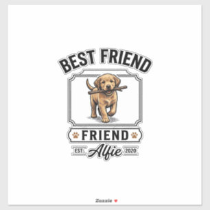 Pegatina Mejor amigo Alfie diseño vintage amante de los per