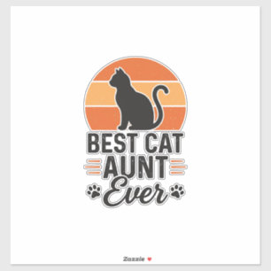 Pegatina Mejor diseño de camiseta de gato con puesta de sol
