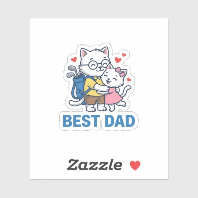 Pegatina Mejor diseño de vector de gato de golf de papá abr (Hoja)