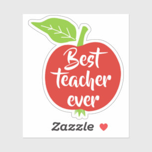 Pegatina Mejor maestro jamás texto blanco manzana roja