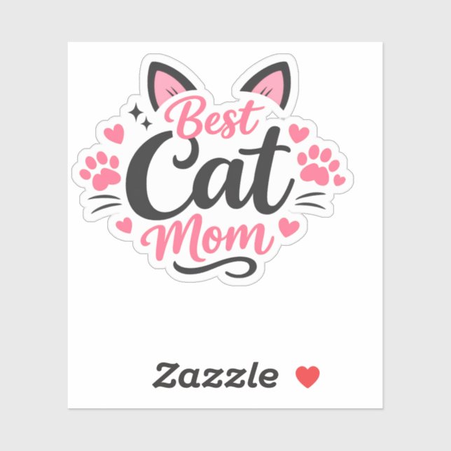 Pegatina Mejor Mamá de Gato (Hoja)