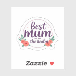 Pegatina Mejor Mamá en el Reino Floral Medieval Reina