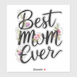 Pegatina Mejor mamá floral diseño