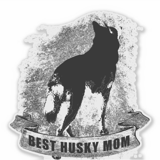 Pegatina mejor pancarta HUSKY MOM (Anverso)