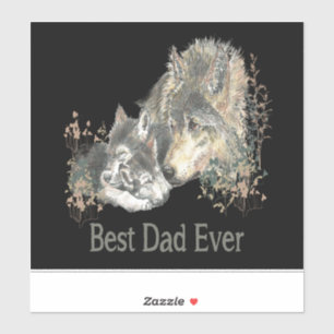 Pegatina Mejor papa acuarela Wolf & Cub