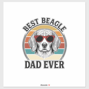 Pegatina Mejor Papá Beagle de Todos los Tiempos Diseño de C