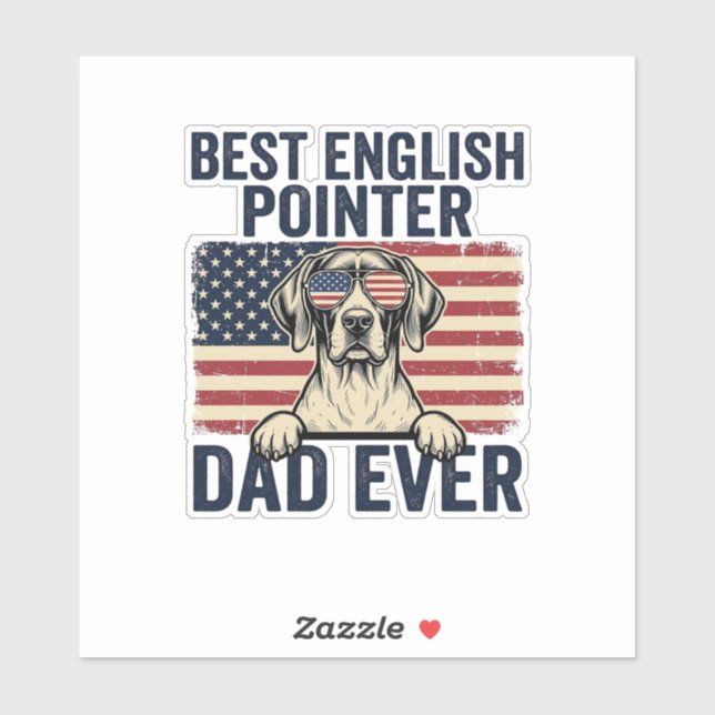 Pegatina Mejor papá de Pointer inglés patriota perenne (Hoja)