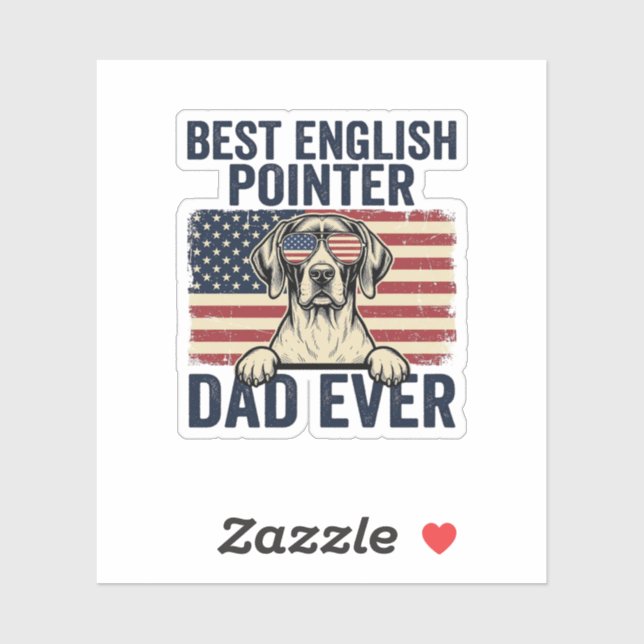 Pegatina Mejor papá de Pointer inglés patriota perrito (Hoja)