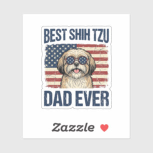 Pegatina Mejor papá de Shih Tzu patriota perenne