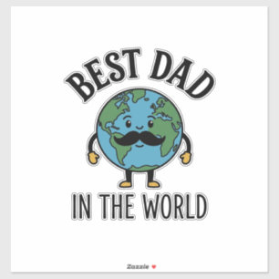 Pegatina Mejor Papá del Mundo Diseño de Camiseta con Bigote