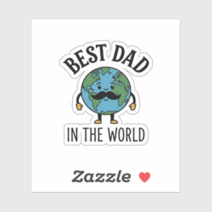 Pegatina Mejor Papá del Mundo Earth Mustache Camiseta Diseñ