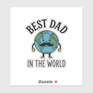 Pegatina Mejor Papá del Mundo Earth Mustache Camiseta Diseñ