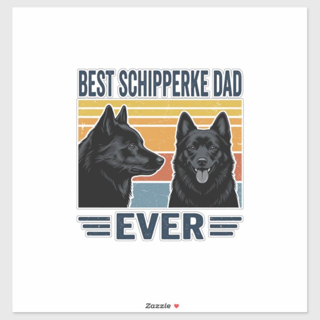 Pegatina Mejor Papá Schipperke de Todos los Tiempos Diseño  (Hoja)