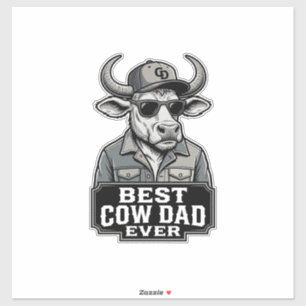 Pegatina Mejor Papá Vaca de Todos los Tiempos Diseño de Gra