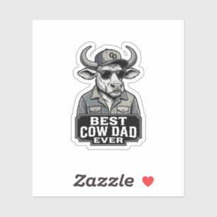 Pegatina Mejor Papá Vaca de Todos los Tiempos Diseño de Gra