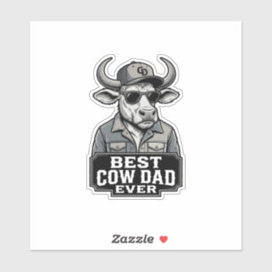 Pegatina Mejor Papá Vaca de Todos los Tiempos Diseño de Gra