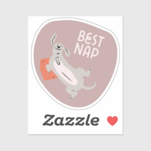 Pegatina Mejor siesta lindo ilustrado perro neutro otoño