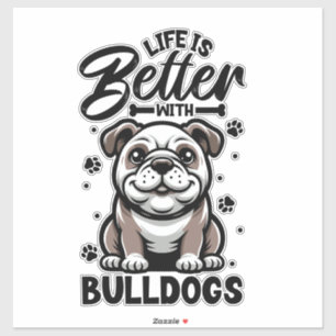 Pegatina Mejor vida con Bulldog