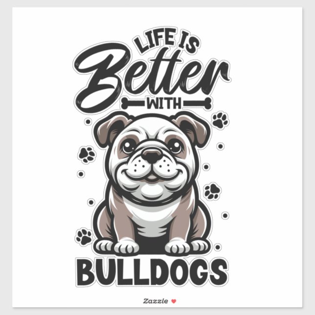 Pegatina Mejor vida con Bulldog (Hoja)