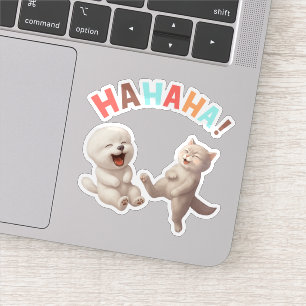 Pegatina Mejores Amigas Riéndose: ¡JAJAJA! Arte de Bichon y