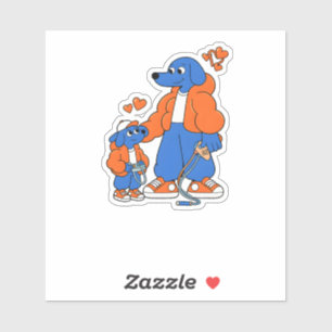Pegatina Mejores amigos: dúo de perro azul padre e hijo (Na