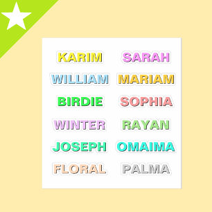 Pegatina Mejores nombres de letra negrita de color, moderno