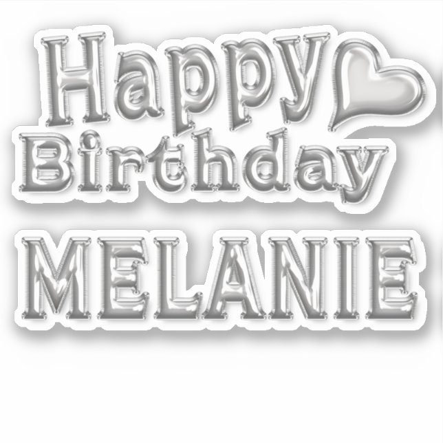 Pegatina Melanie Happy Birthday silver Aufkleber Sticker (Anverso)