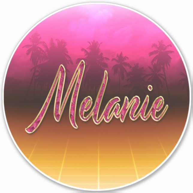 Pegatina Melanie Vorname Name golden pink Aufkleber Sticker (Anverso)