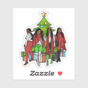 Pegatina Melanin Amigos Navidades Friendsmas Sistas Negros