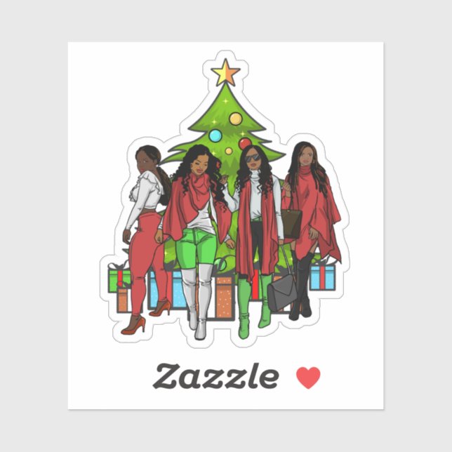 Pegatina Melanin Amigos Navidades Friendsmas Sistas Negros (Hoja)