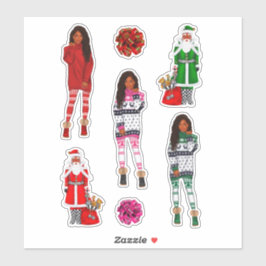 Pegatina Melanin Navidades Reina negra Navidad Chica negro 