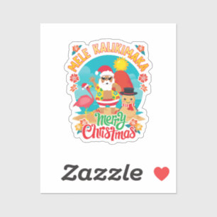 Pegatina Mele Kalikimaka para una brillante Navidad hawaian