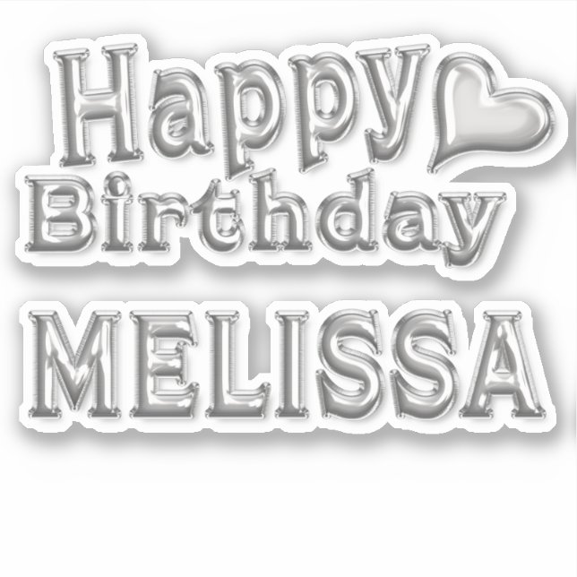Pegatina Melissa Happy Birthday silver Aufkleber Sticker (Anverso)