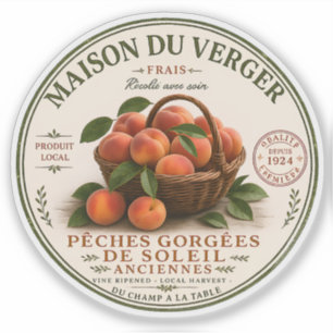 Pegatina Melocotones de Mercadillo Francés Vintage