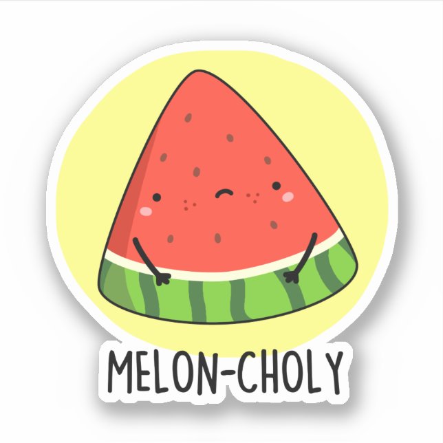 Pegatina Melon-choly Funny Sad Watermelon Pun (Anverso)