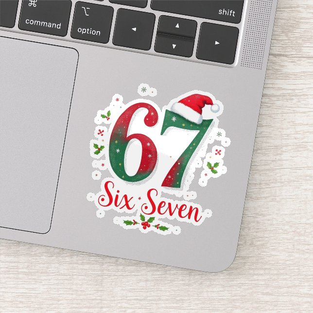 Pegatina Meme Divertido de Navidad Seis Siete 67 6 7 Fiesta (Detalle)