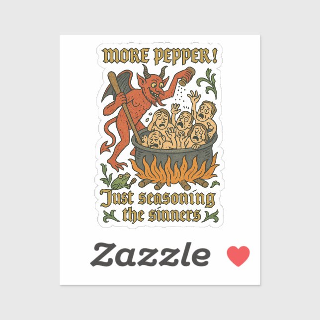 Pegatina Meme medieval divertido Personalizado del diablo H (Hoja)