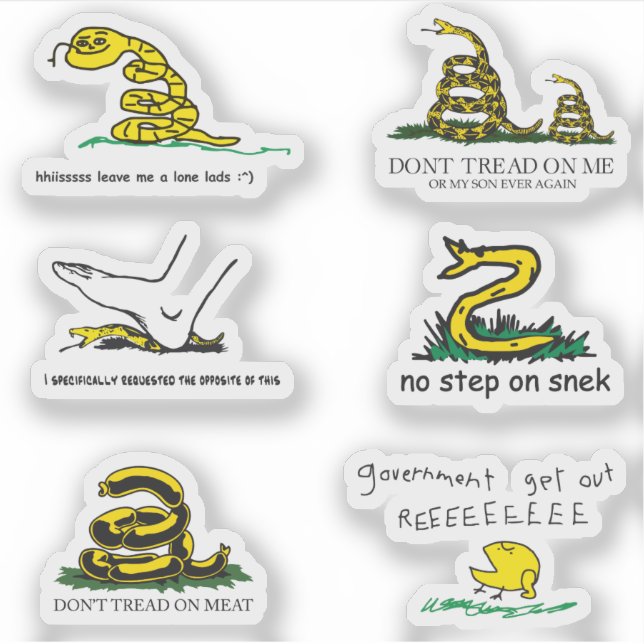 Pegatina Memes de parodia de la bandera de Gadsden Snekrigh (Anverso)