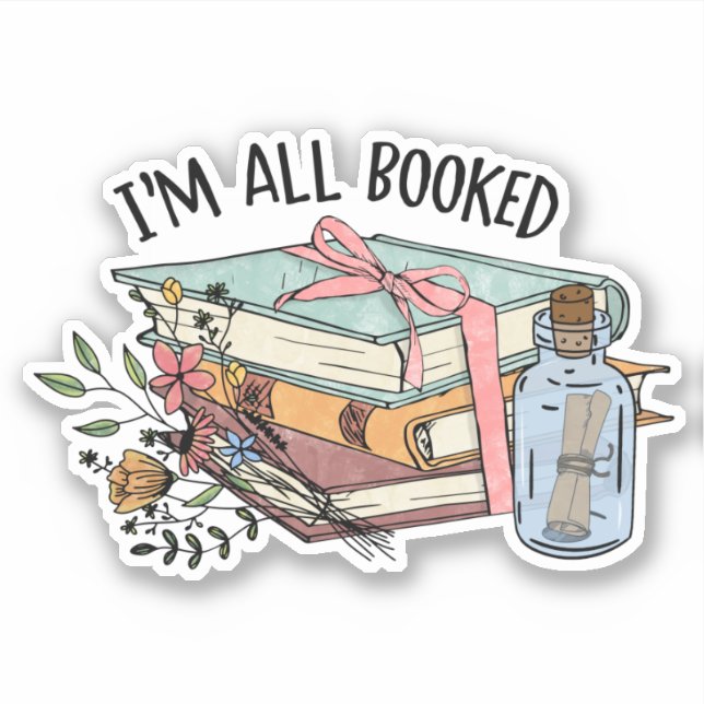 Pegatina Mensaje de amante de los libros en una botella que (Anverso)