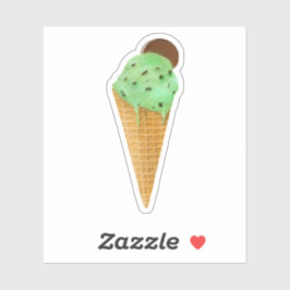 Pegatina Menta con trozos de chocolate con cono de galleta