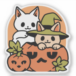 Pegatina Meow-Loween - Diseño festivo de gatos de Halloween