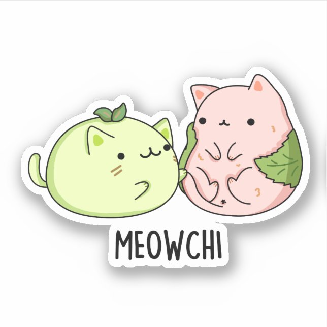 Pegatina Meowchi Funny Mochi Pun (Anverso)