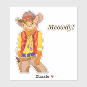 Pegatina ¡Meowdy! Cat Cowboy