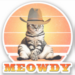 Pegatina Meowdy Funny Cowboy Cat