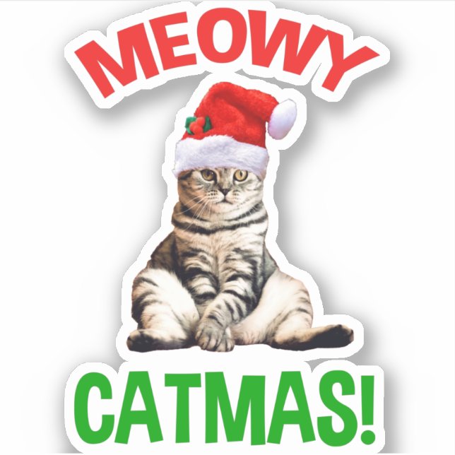 Pegatina ¡Meowy Catmas! (Anverso)