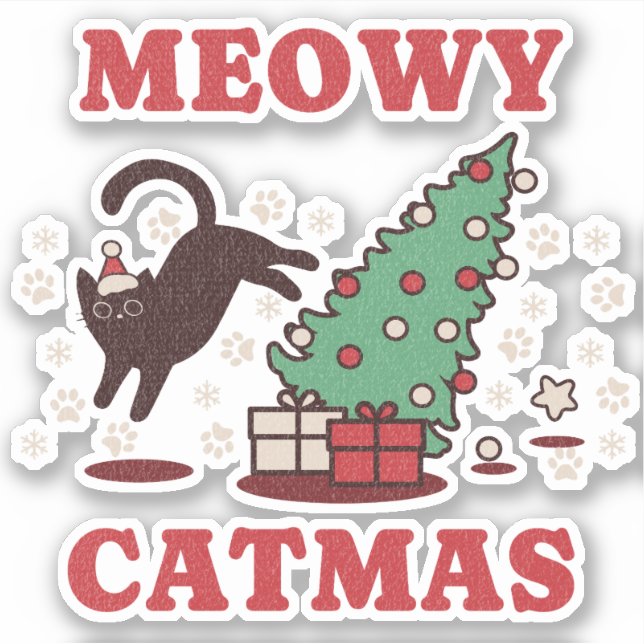 Pegatina Meowy Catmas (Anverso)