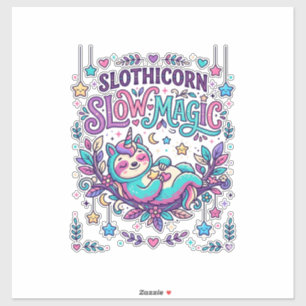 Pegatina Mercado Colorido de Magia Lenta Unicornio Slothico